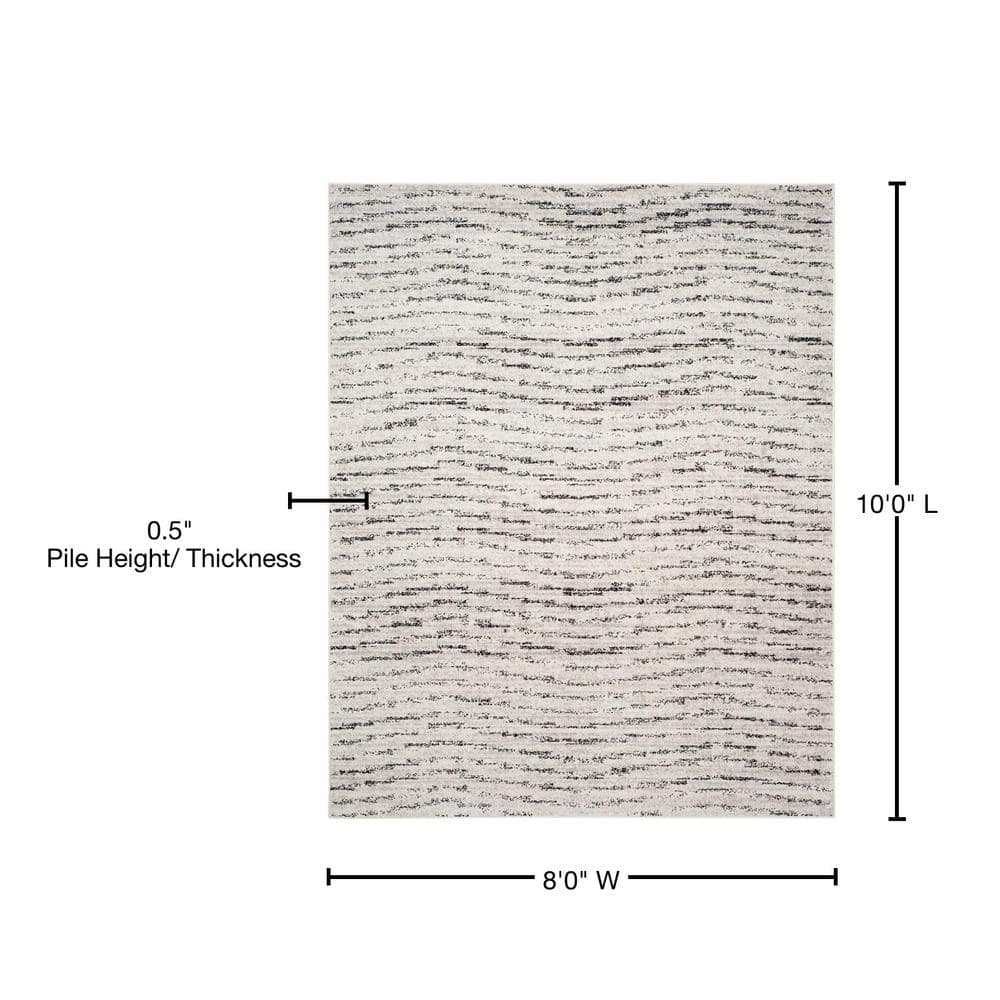 Ivory and Silver 8' x 10' Reversible Rectangular Area Rug