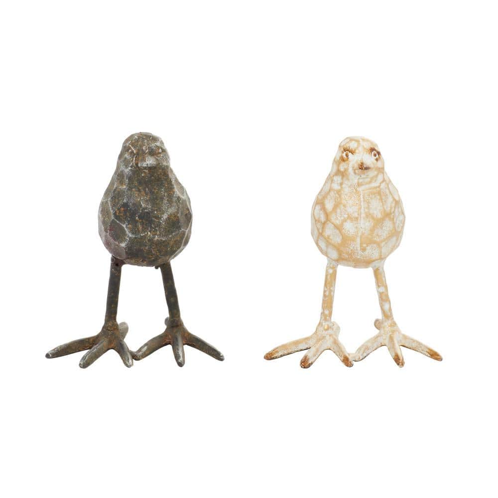 Set of 2 Small Rustic Metal Bird Sculptures
