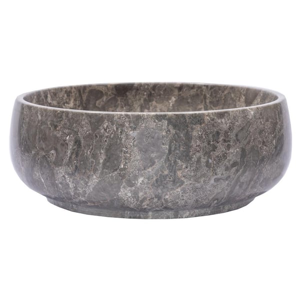 Eden Bath Gral Round Vessel Sink in Gray Marble