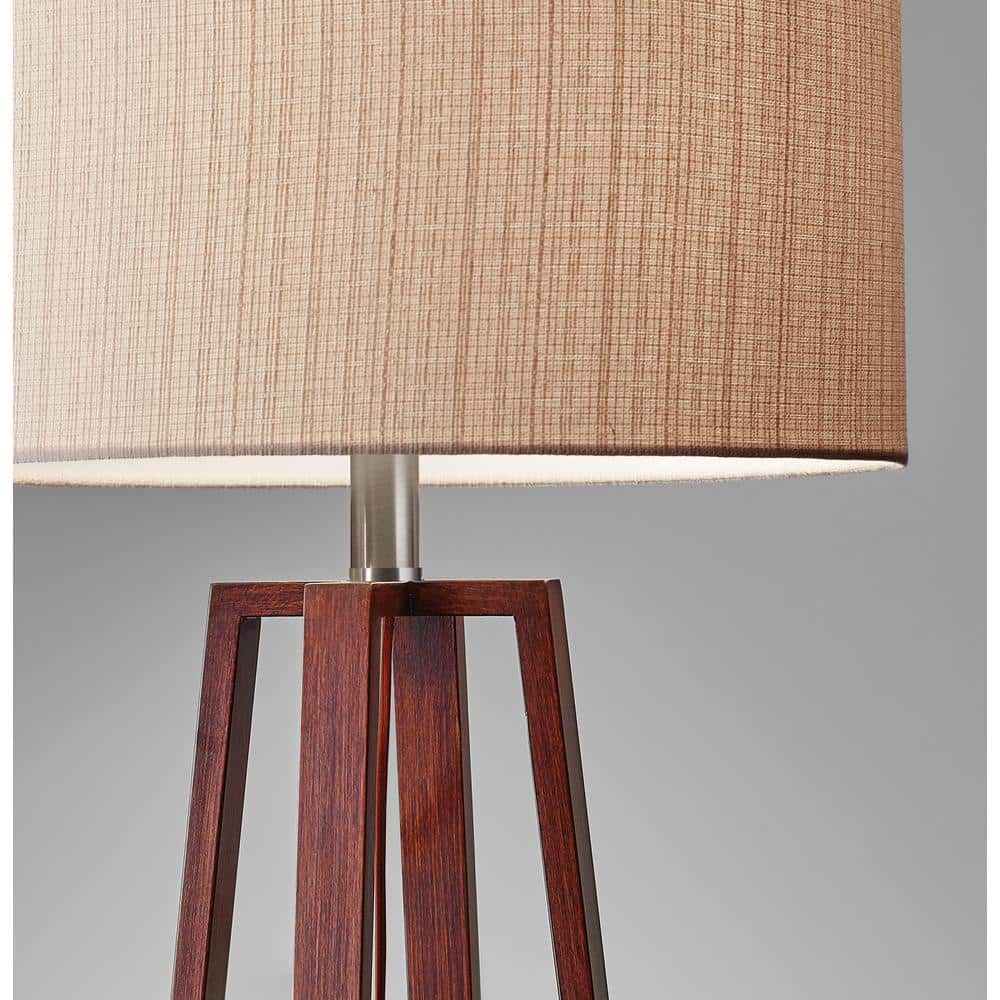 Quinn 23.75" Walnut Wood Table Lamp with Linen Shade