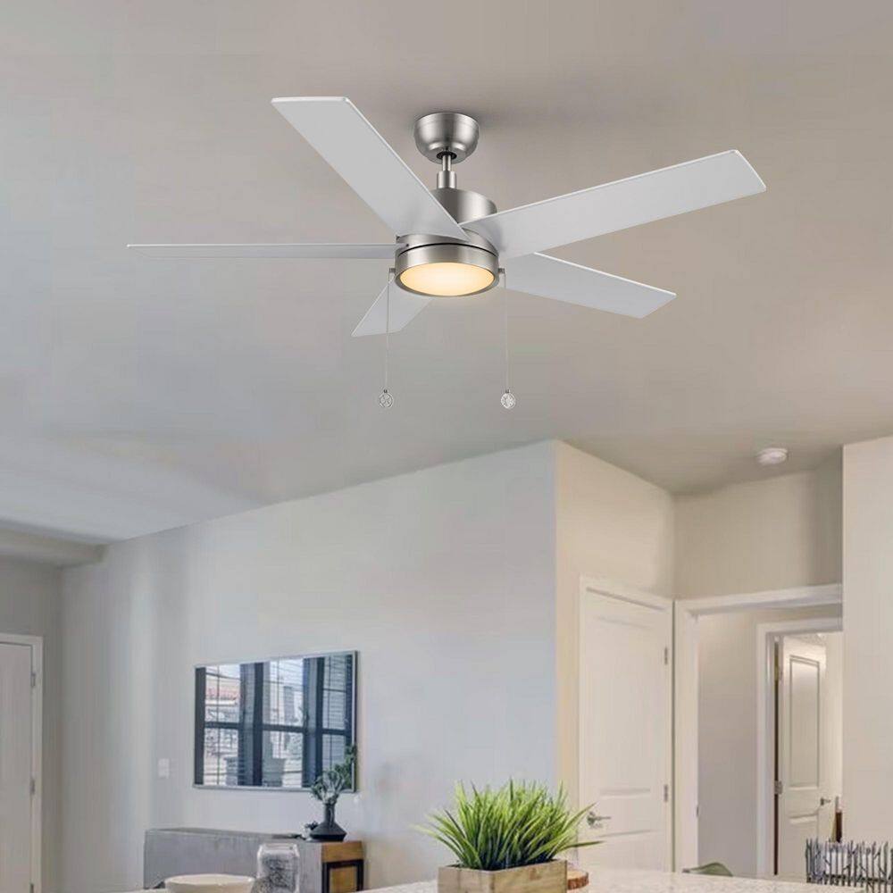 Maxfield 52 in. Indoor Brushed Nickel Downrod Standard 3-Speed DC Ceiling Fan with Dimmable LED and Pull Chain price history on PriceWatchPro