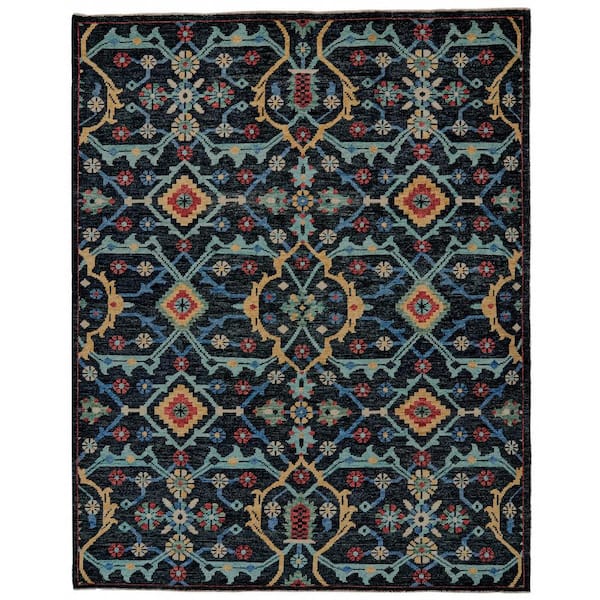 HomeRoots 2 x 3 Blue and Yellow Floral Area Rug