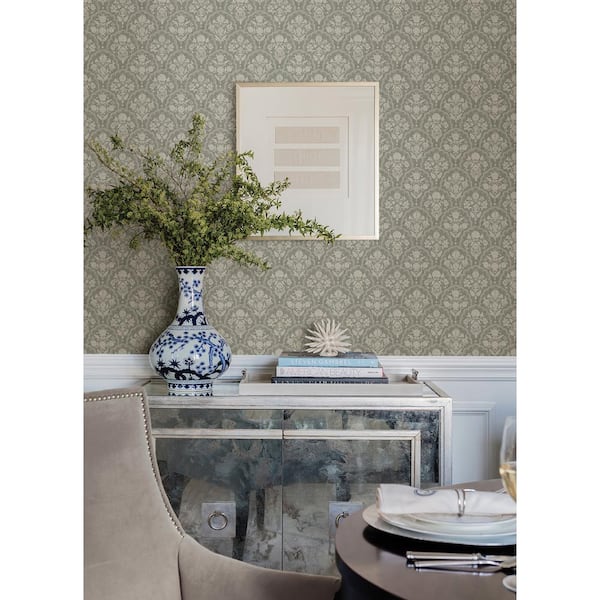 396 in. L x 20.50 in. W Green Frances Moss Fishscale Wallpaper