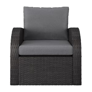 Brisbane Resin Wicker Outdoor Lounge Chair with Grey Cushions