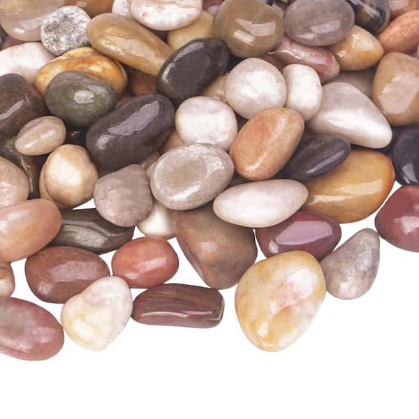 0.39 cu. ft. Decorative Mixed Color Garden Rock Large Polished River Stone 15 lbs. Bag
