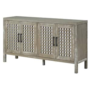 58-in W x 15-in D x 32-in H in Gray MDF Ready to Assemble Floor Kitchen Cabinet with Closed Grain Pattern