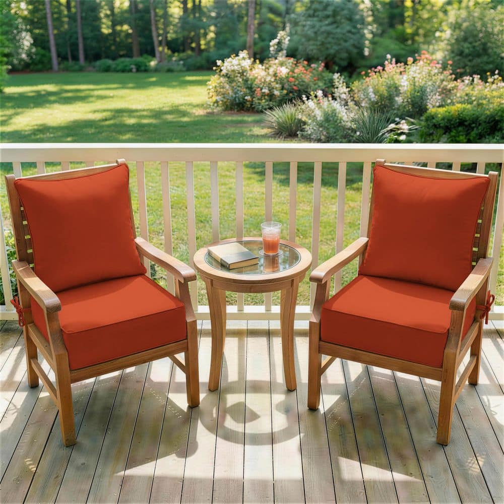 24 in. x 24 in. (Set of 2) Outdoor Chair Cushion Set Premium Waterproof Patio Sofa Seating with Backrest Orange price history on PriceWatchPro