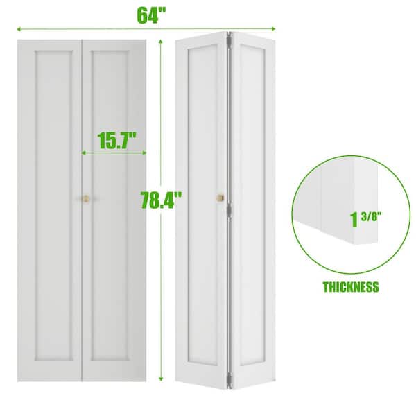 SOCBAZZAR 64 in. x 78.4 in. 1-Panel Hollow Core White Primed
