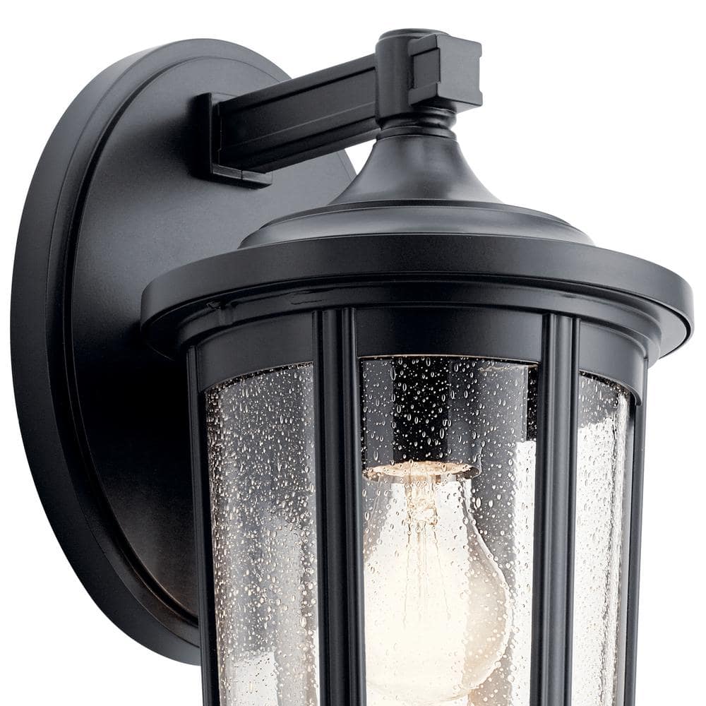 Fairfield Black and Bronze Outdoor Wall Sconce with Clear Seeded Glass