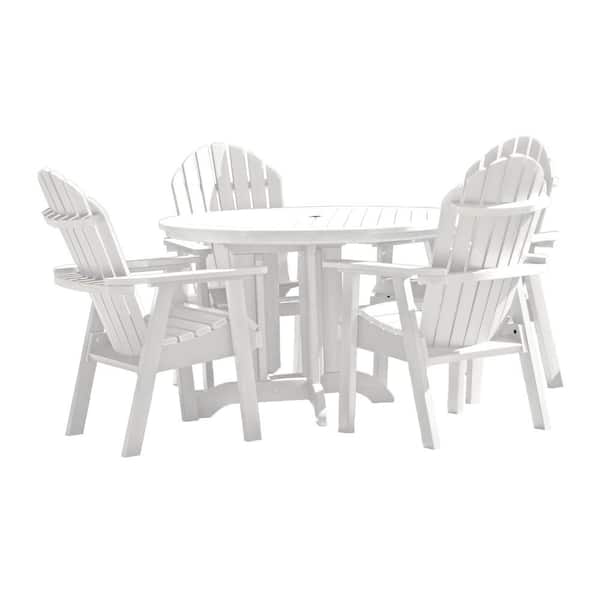 Highwood Hamilton White 5-Piece Recycled Plastic Round Outdoor Dining Set