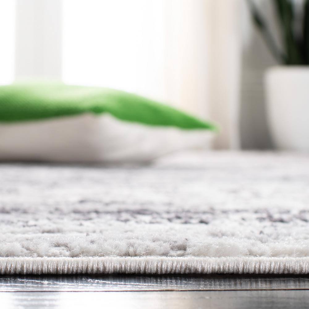 Amelia Light Grey and Charcoal Square Synthetic Rug