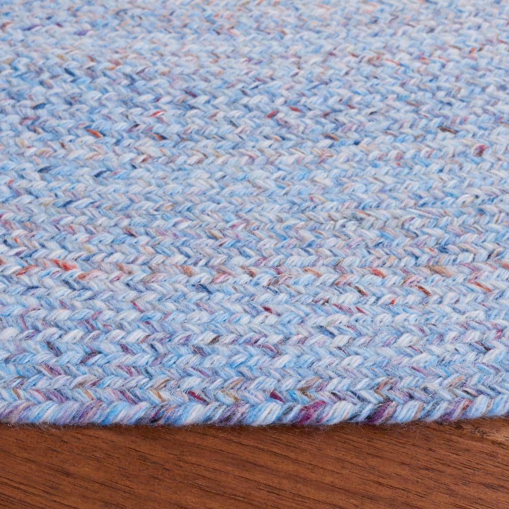 Coastal Charm Light Blue and Red Handwoven Round Rug