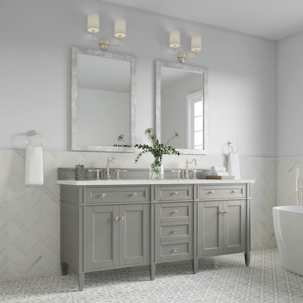 James Martin Vanities Brittany 72.0 in. W x 23.5 in. D x 34.0 in. H Bathroom Vanity in Urban Gray with Lime Delight Silestone Quartz Top