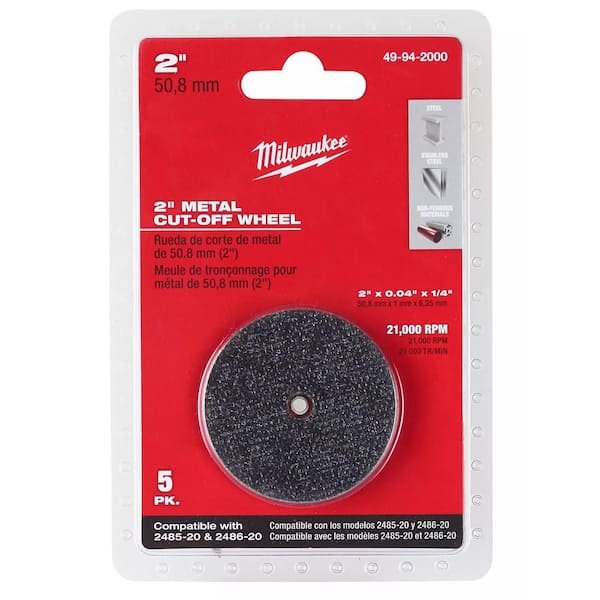 2 in. x 0.040 in. x 1/4 in. Metal Cut Off Wheels (5-Pack)