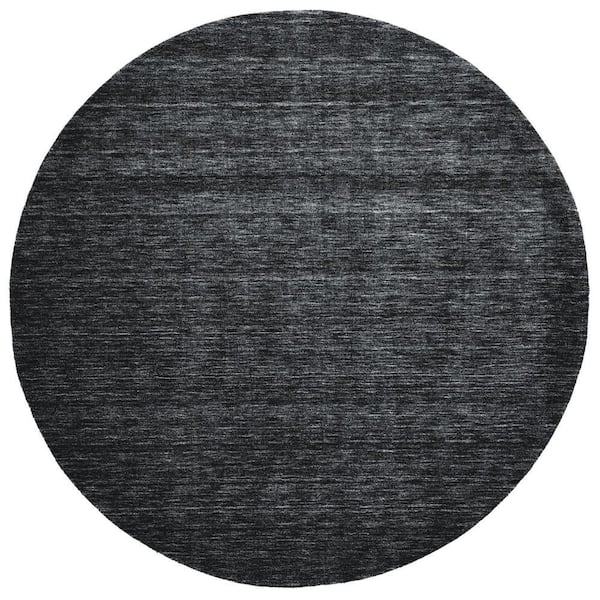 Weave & Wander Celano Black 8 ft. x 8 ft. Round Solid Area Rug