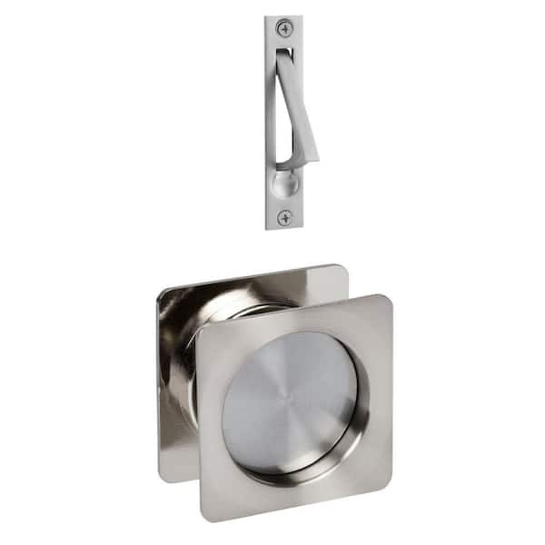 Contemporary Square Satin Nickel Hall, Closet Sliding Passage Pocket Door Lock