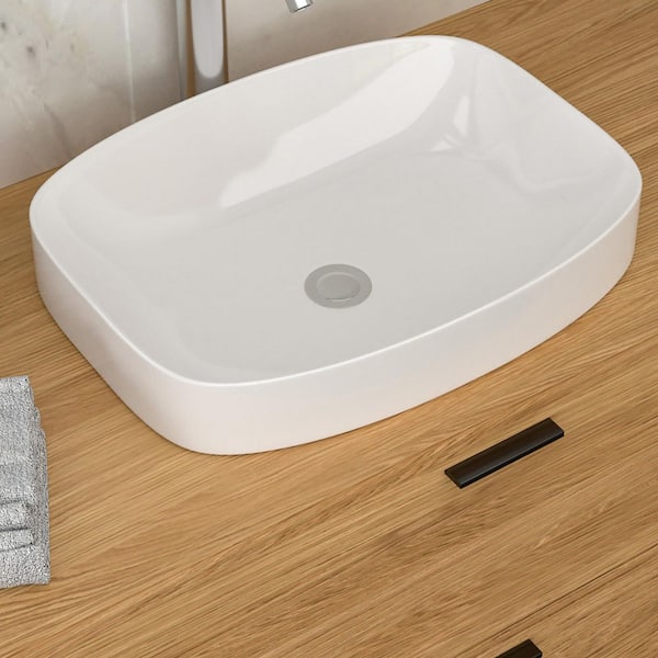 20 in. Drop-in Ceramic Bathroom Sink in White