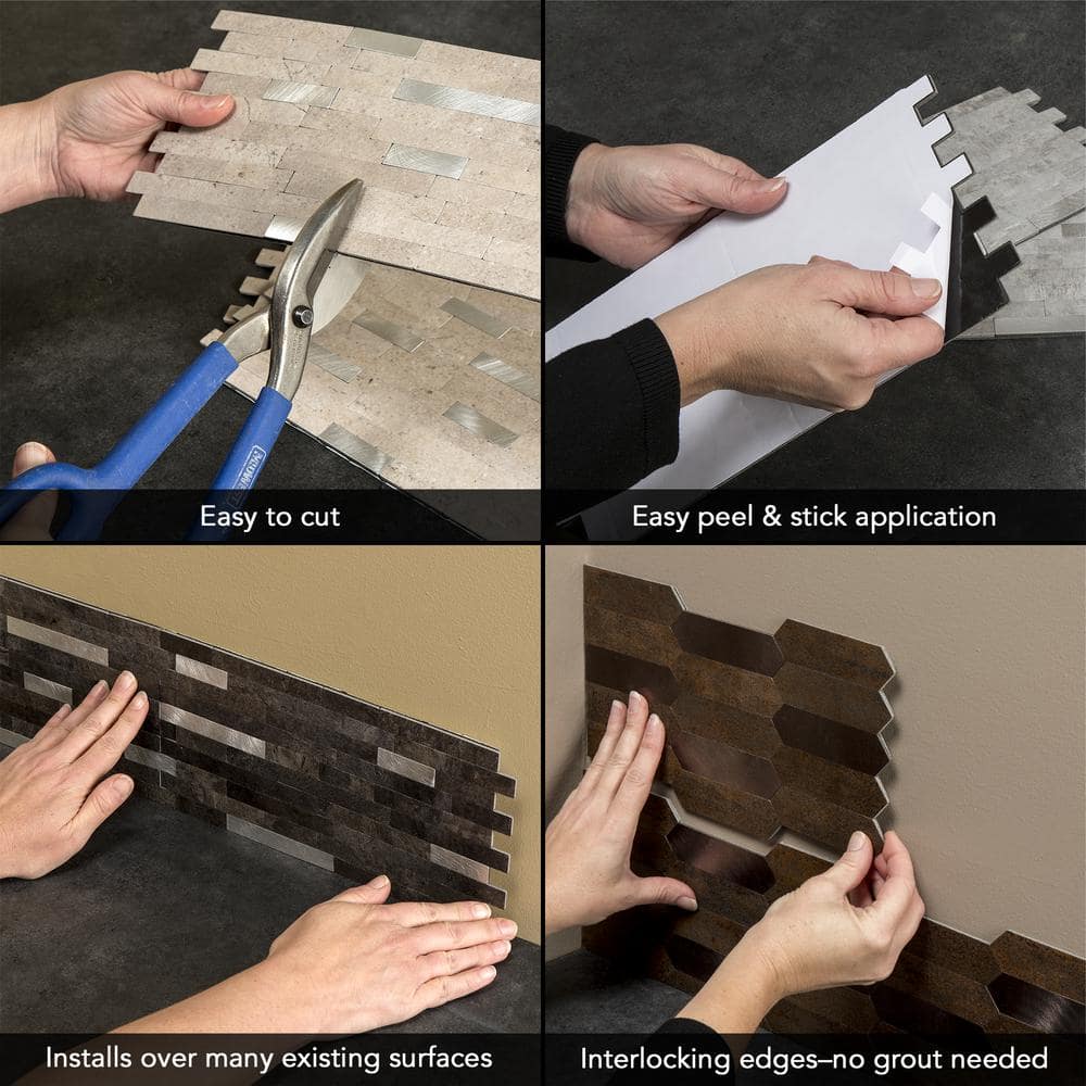 Cloud Shimmer Gray Composite Peel and Stick Backsplash Tiles