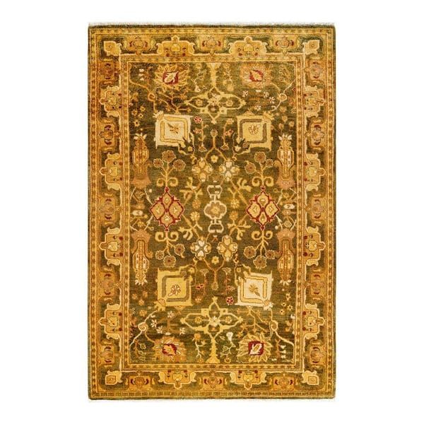 Gold 4 ft. 1 in. x 6 ft. 2 in. Ottoman One-of-a-Kind Hand-Knotted Area Rug
