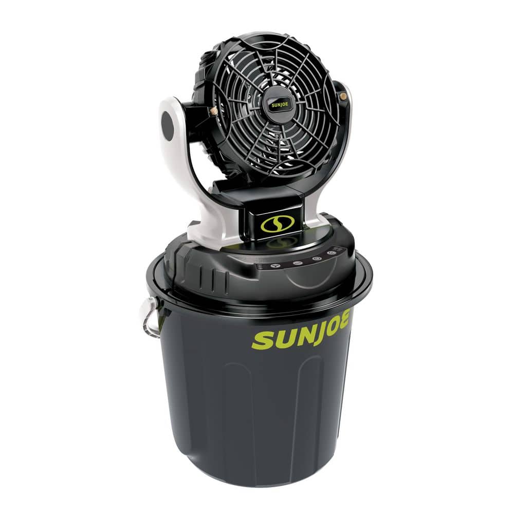 Black and Gray Portable Cordless Misting Fan with 6-Gallon Bucket