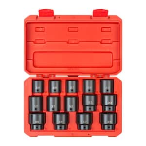 25 mm to 38 mm 1/2 in. Drive 6-Point Impact Socket Set (14-Piece)
