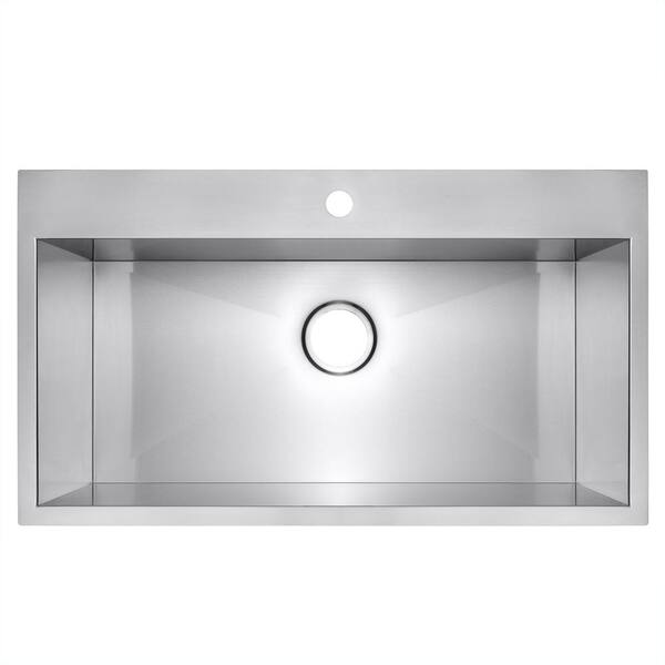 Handmade Drop-in Stainless Steel 30 in. x 18 in. x 9 in. 1-Hole Single Bowl Kitchen Sink in Brushed Finish Handmade Drop-in Stainless Steel 30 in. x 18 in. x 9 in. 1-Hole Single Bowl Kitchen Sink in Brushed Finish