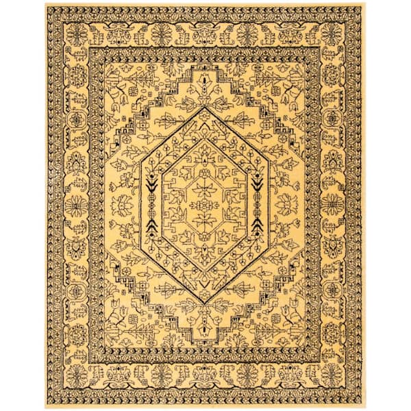 Adirondack Gold/Black 8 ft. x 10 ft. Border Medallion Area Rug