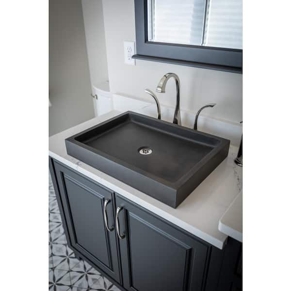 Rectangular Vessel Sink in Lava Stone