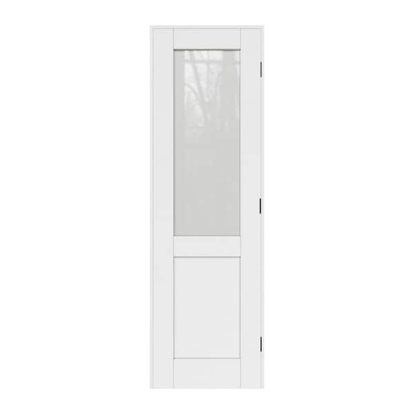 ARK DESIGN 24 in. x 96 in. 1/2-Lite Frosted Glass Left Handed White Solid Core MDF Door Kit with Quick Assemble Jamb