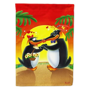 28 in. x 40 in. Polyester In Love Valentine's Day Penguins Flag Canvas House Size 2-Sided Heavyweight