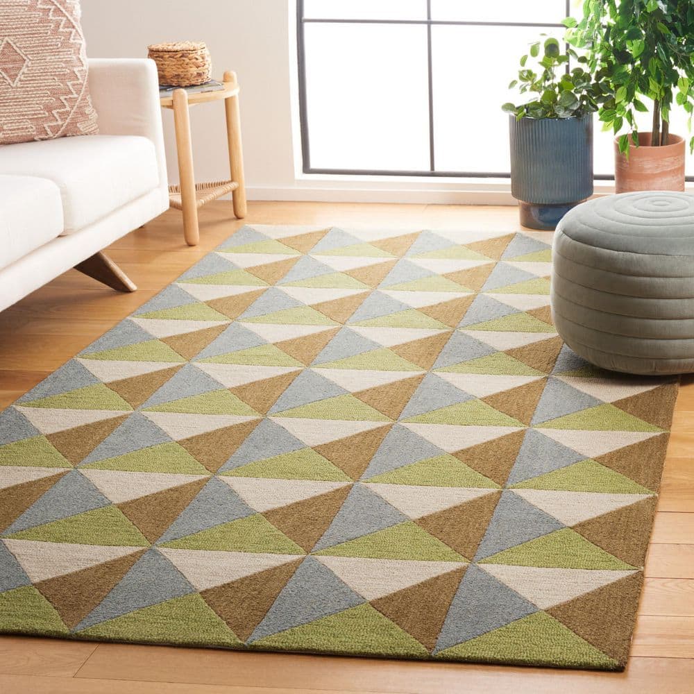 Genre 5 ft. x 8 ft. Beige/Green Square Geometric Area Rug price history on PriceWatchPro