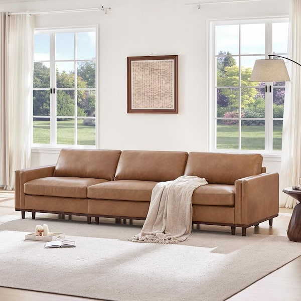 Spruce & Spring Rowan 118 in. Square Arm 3-Piece Faux Leather 