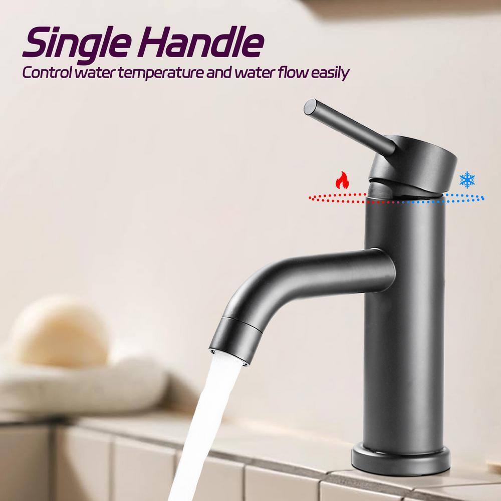 Matte Black Single Handle Deck Mounted Bathroom Faucet