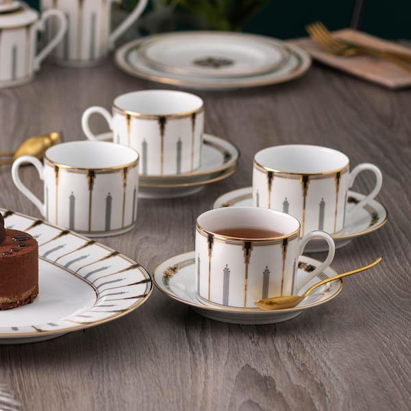 Empire Gold 8 oz. (Gold) Porcelain Teacups, (Set of 4)