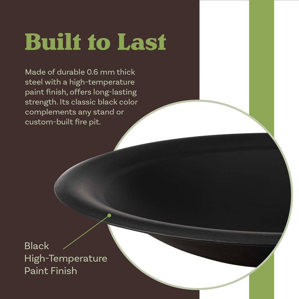 Black Round Metal Fire Pit Bowl for Wood Burning, 24 Inches