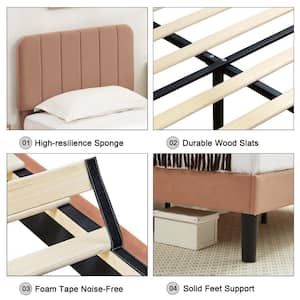 Upholstered Bed Brown Full Bed Platform Bed Frame with Adjustable Headboard Strong Wooden Slats Support Bed Frame