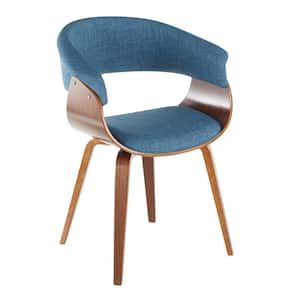 Vintage Walnut and Blue Mod Dining/Accent Chair