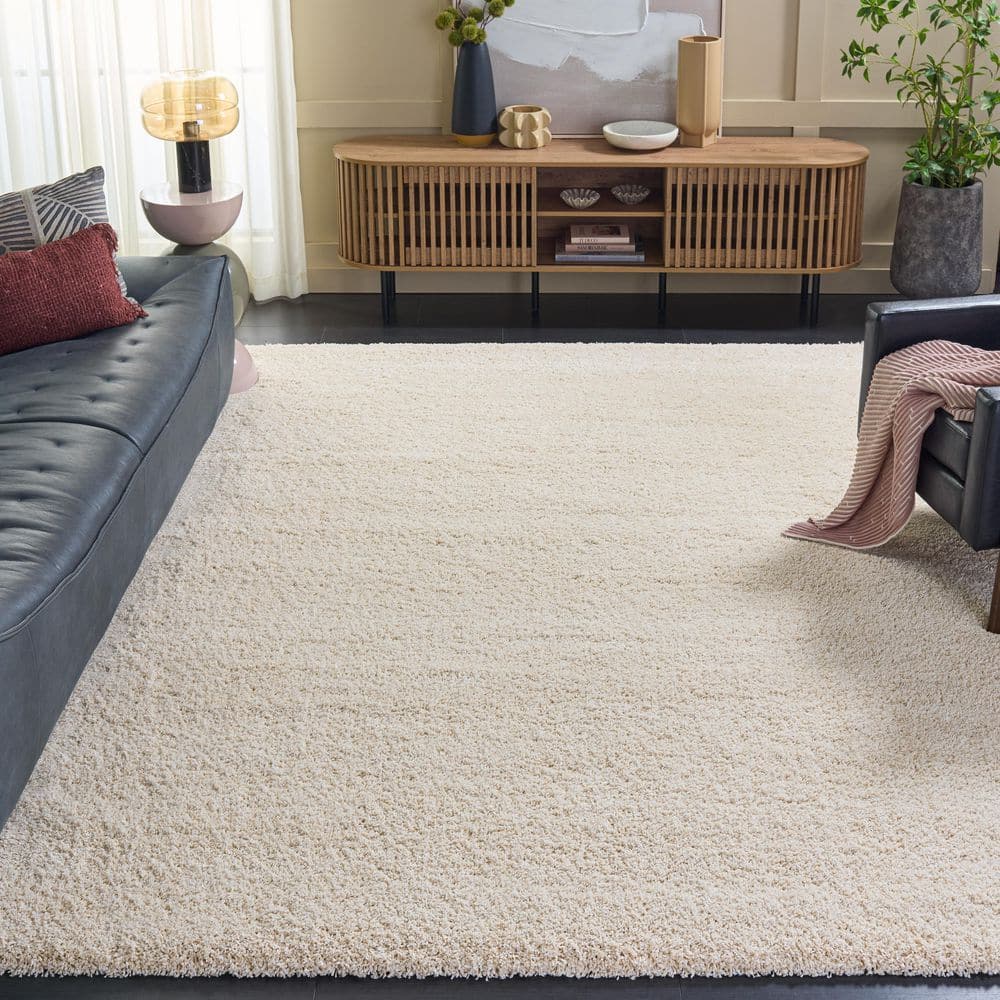 SAFAVIEH Milan Shag 11 ft. x 16 ft. Ivory Solid Color Area Rug