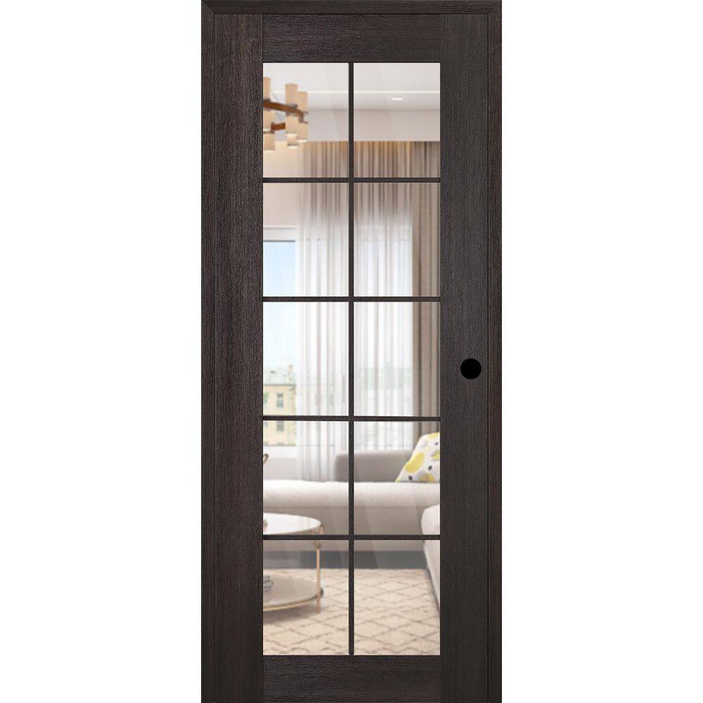 Vona 10 Lite DIY-Friendly 18 in. x 84 in. Left-Handed Clear Glass Veralinga Oak Composite Single Prehung Interior Door price history on PriceWatchPro