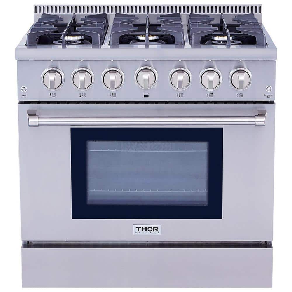 Thor Kitchen 36 in. Gas Range, Range Hood, Refrigerator & Dishwasher  Professional Appliance Package, AP-HRG3618U-3