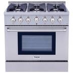 36 in. 5.2 cu. ft. Oven Gas Range in Stainless Steel