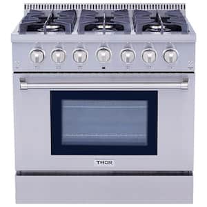 36 in. 5.2 cu. ft. Oven Gas Range in Stainless Steel