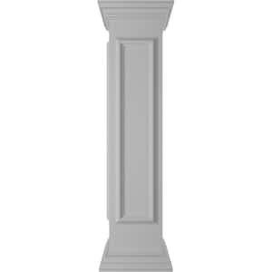 Corner 48 in. x 10 in. White Box Newel Post with Panel, Peaked Capital and Base Trim (Installation Kit Included)