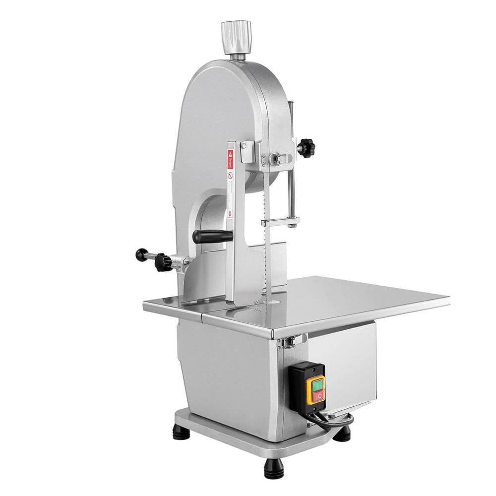 1800 W Commercial Electric Meat Bandsaw, Stainless Steel Saw, Workbeach 15 in. x 19.1 in., 7.09 in. Cutting in Silver