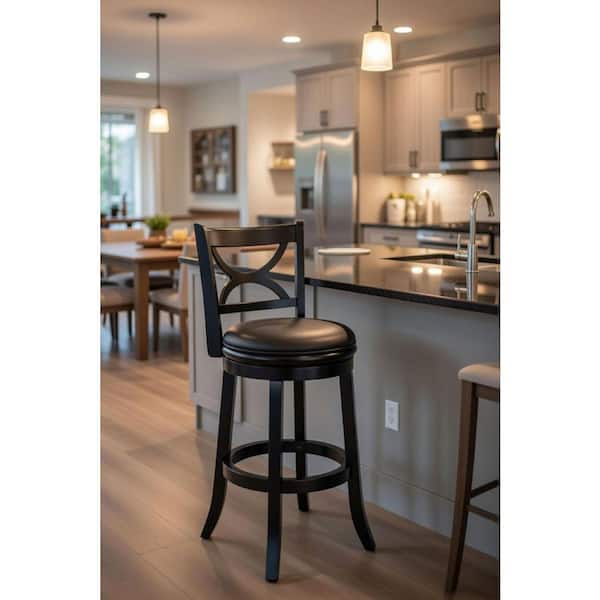 Florence 29 in. Black Swivel Cushioned Bar Stool