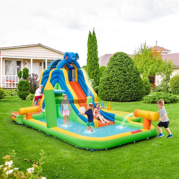 Inflatable Water Slide Giant Splash Pool Bounce House with 950-Watt Blower