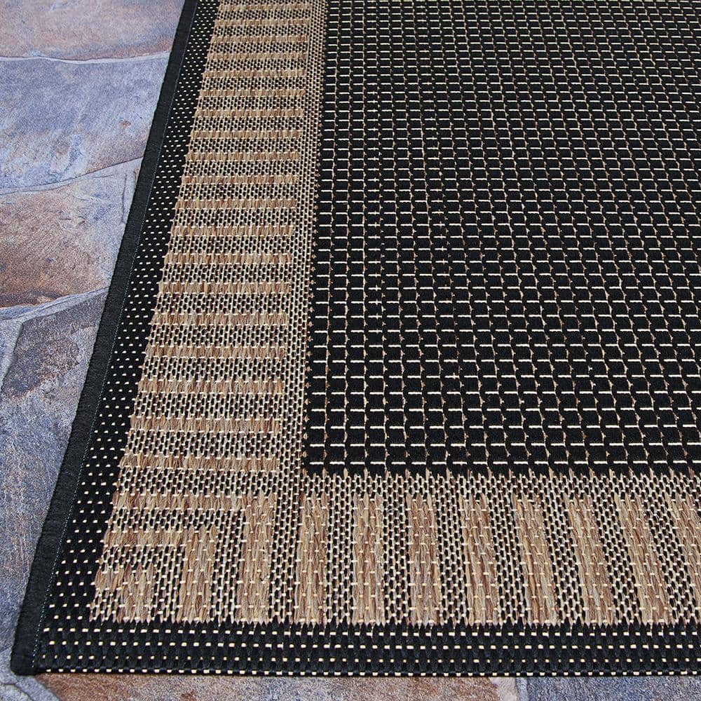 Recife Black and Cocoa Rectangular Polypropylene Indoor/Outdoor Rug