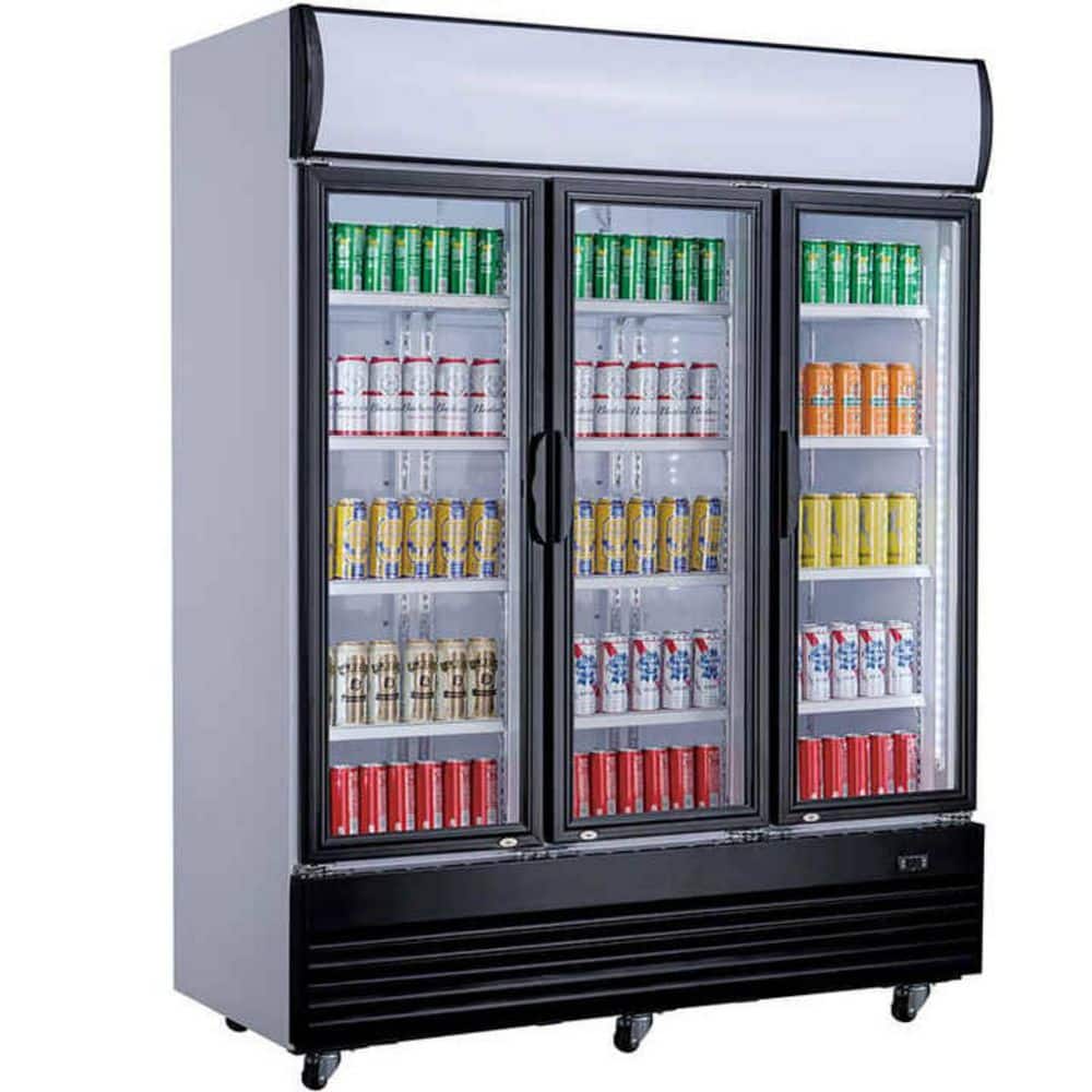 74.5 in. 59.06 cu. ft. Beverage 3 Glass Door Merchandiser Commercial Refrigerator EG1672F Black