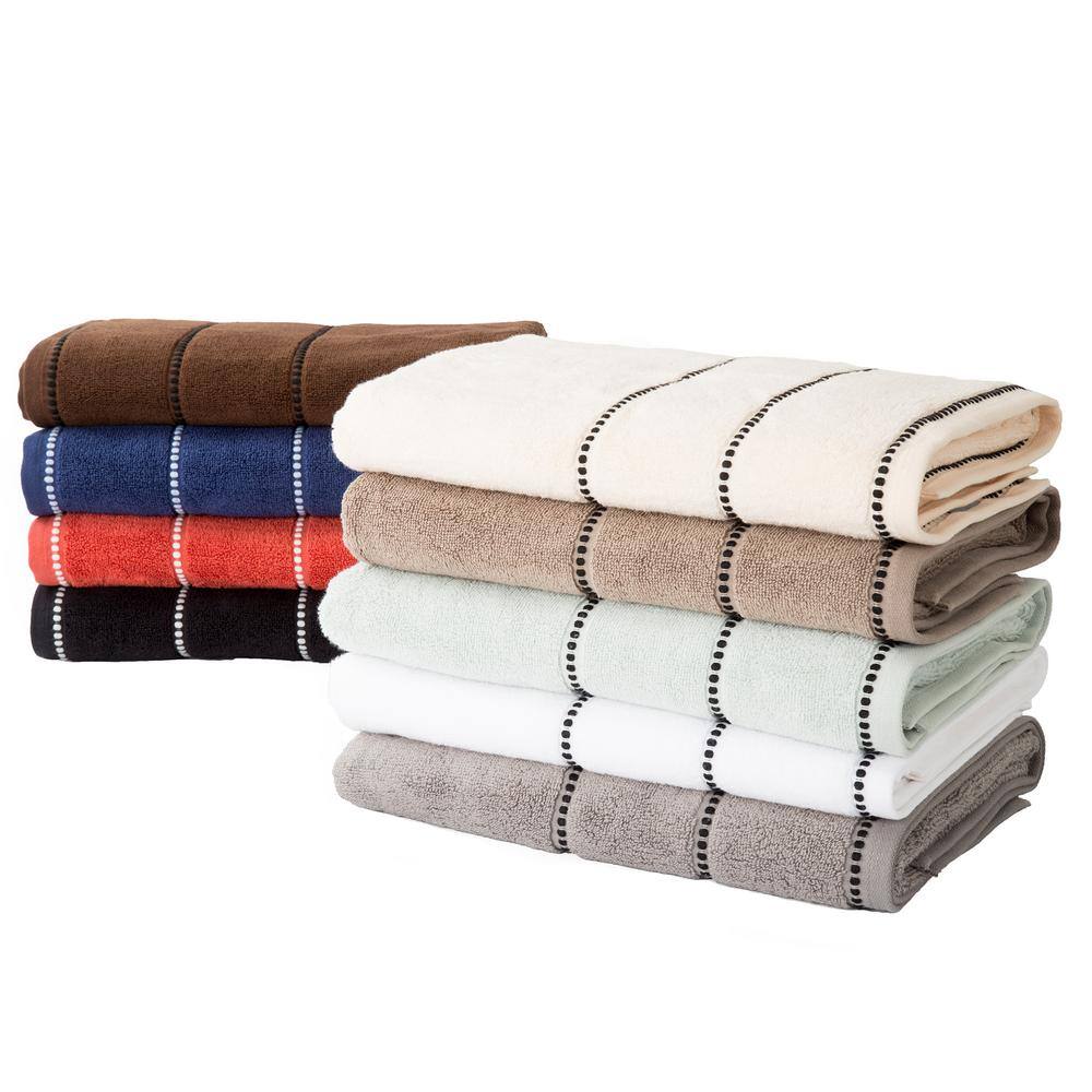Luxurious Black Cotton 12-Piece Bath Towel Set with Stripes