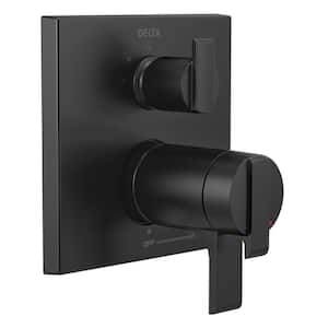 Ara 2-Handle Wall-Mount Valve Trim Kit with 3-Setting Integrated Diverter in Matte Black (Valve not Included)